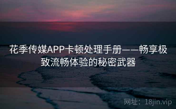 花季传媒APP卡顿处理手册——畅享极致流畅体验的秘密武器